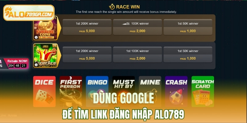 Dùng google để tìm link đăng nhập ALO789 mới nhất